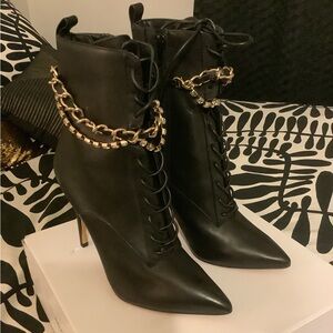 ALDO black leather lace up boot